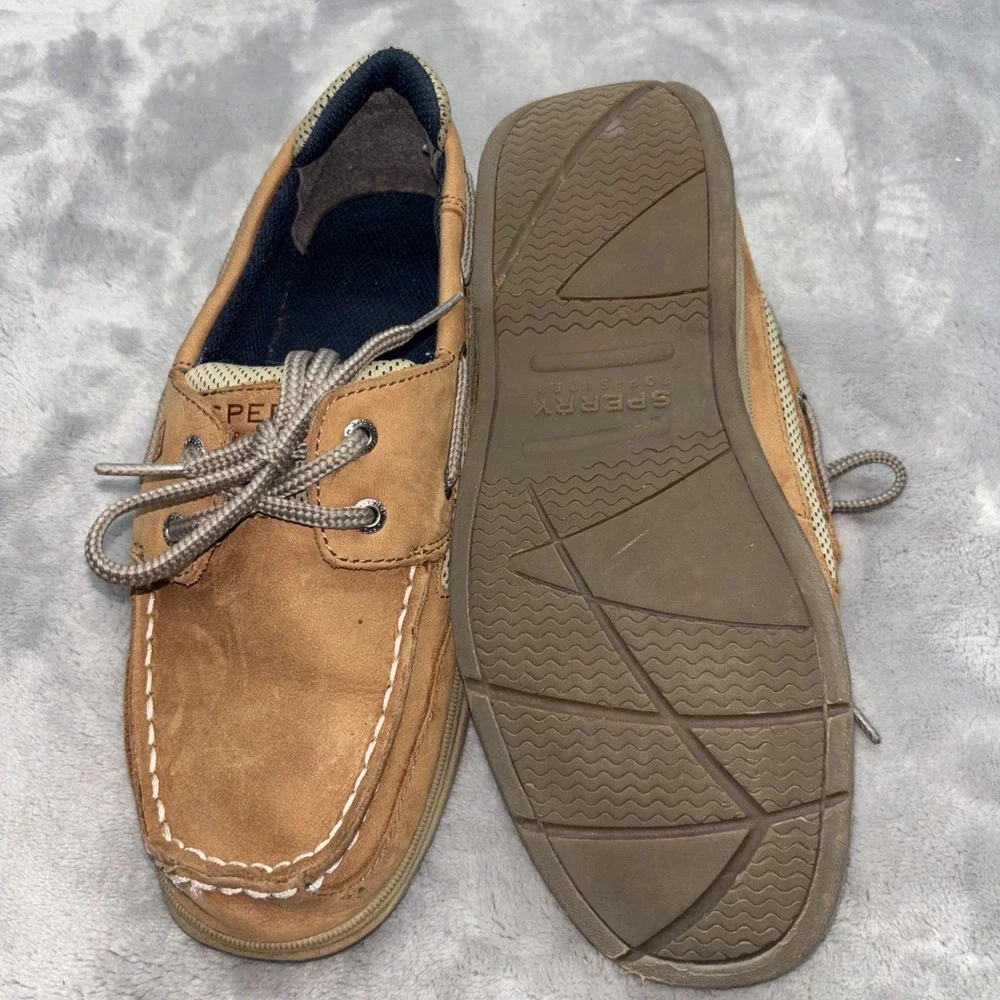 Sperry Top Sider BOYS Boat Shoes Size 5M Light Brown